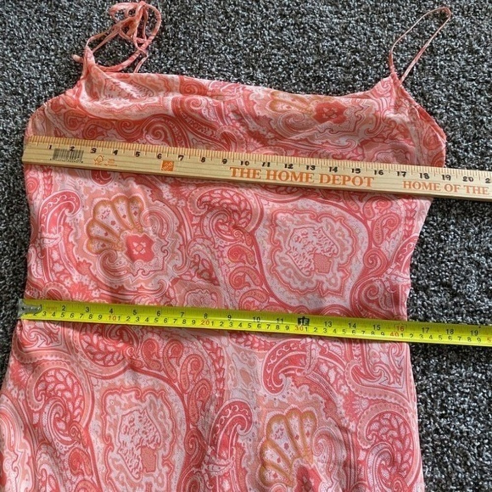 Vtg NWT Banana Republic 14 100% Silk Coral Paisley Dress Midi Y2K fairy cottage - Picture 3 of 10